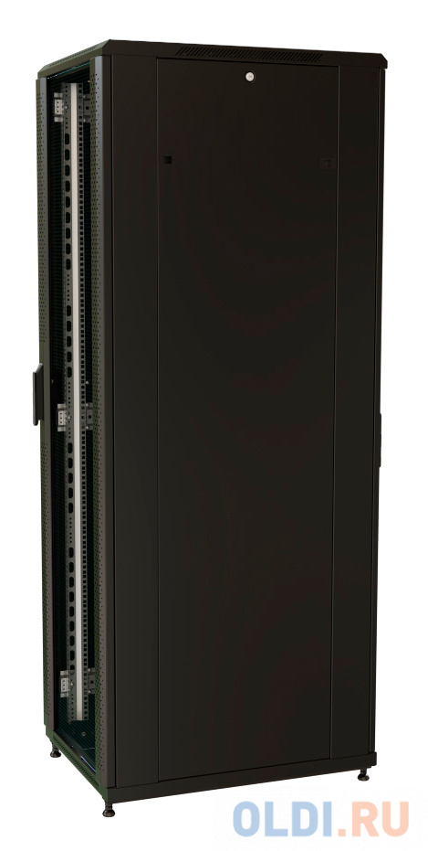 Шкаф серверный WRline (WR-TT-3268-AS-RAL9004) напольный 32U 600x800мм пер.дв.стекл задн.дв.стал.лист 2 бок.пан. 800кг черный 710мм 1610мм IP20 сталь