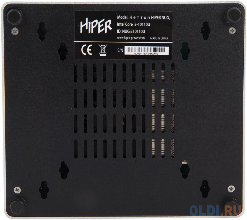 платформа ПК/ Nettop HIPER NUG, Intel Core i3-10110U, 2* DDR4 SODIMM 2400MHz, UHD-графика Intel (DP + HDMI), 1*Type-C, 4*USB2.0, 4*USB3.0, 2*LAN, 1*2.