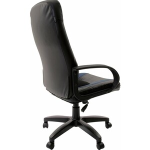 Кресло офисное Brabix Strike EX-525 экокожа черная/синяя, ткань серая TW (531378)