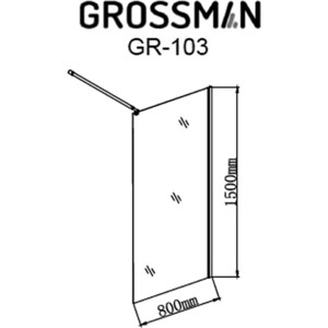 Шторка для ванны Grossman 150х80 алюминиевый профиль, стекло прозрачное (GR-103N) в Москвe