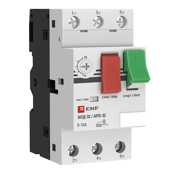 Выключатель автоматический EKF АПД-32 трехполюсный (3P/3П) 10A 100кА (apd2-6-10)