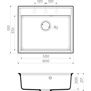 Кухонная мойка и смеситель Omoikiri Daisen 60 BL, Am.Pm Like черная (4993622, F8007722)