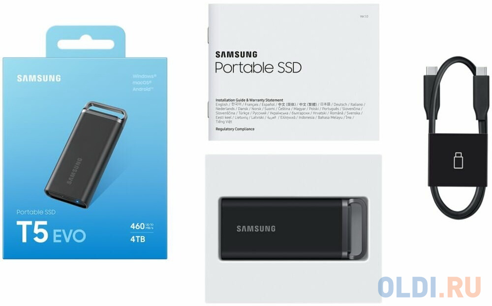 SSD Samsung T5 EVO External 4Tb BLACK USB 3.2 (MU-PH4T0S/WW) 1year