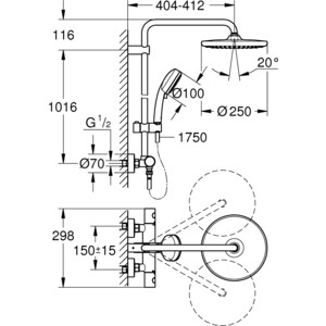 Душевая система Grohe Cosmopolitan system хром (26670000) в Москвe