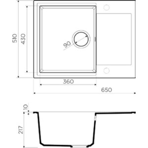 Кухонная мойка и смеситель Omoikiri Daisen 65 BL, Grohe BauEdge черная (4993684, 31367000)