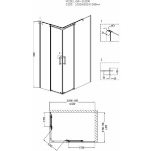 Душевой уголок Grossman Galaxy 120x80 с поддоном, прозрачный, хром, правый (GR-3120R, GR-31200920R)