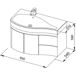 Тумба с раковиной Aquanet Сопрано 95 L с дверцами и ящиками, белая (169631, 169395)