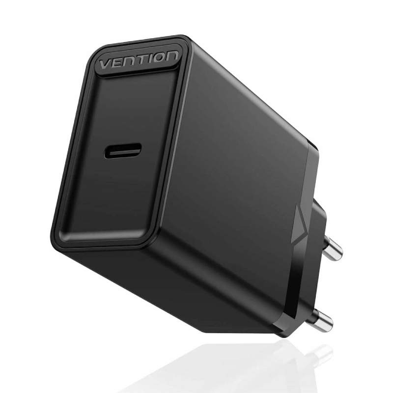 Зарядное устройство Vention 1xUSB Type-C QC 4.0 Black FADB0-EU