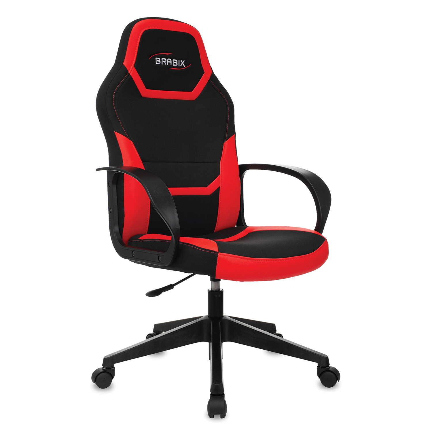 Кресло компьютерное BRABIX Alpha GM-018, ткань/экокожа, черное/красное (532637)