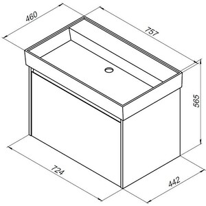 Тумба с раковиной Aquanet Nova Lite 75 один ящик, дуб рустикальный (249514, 242338)