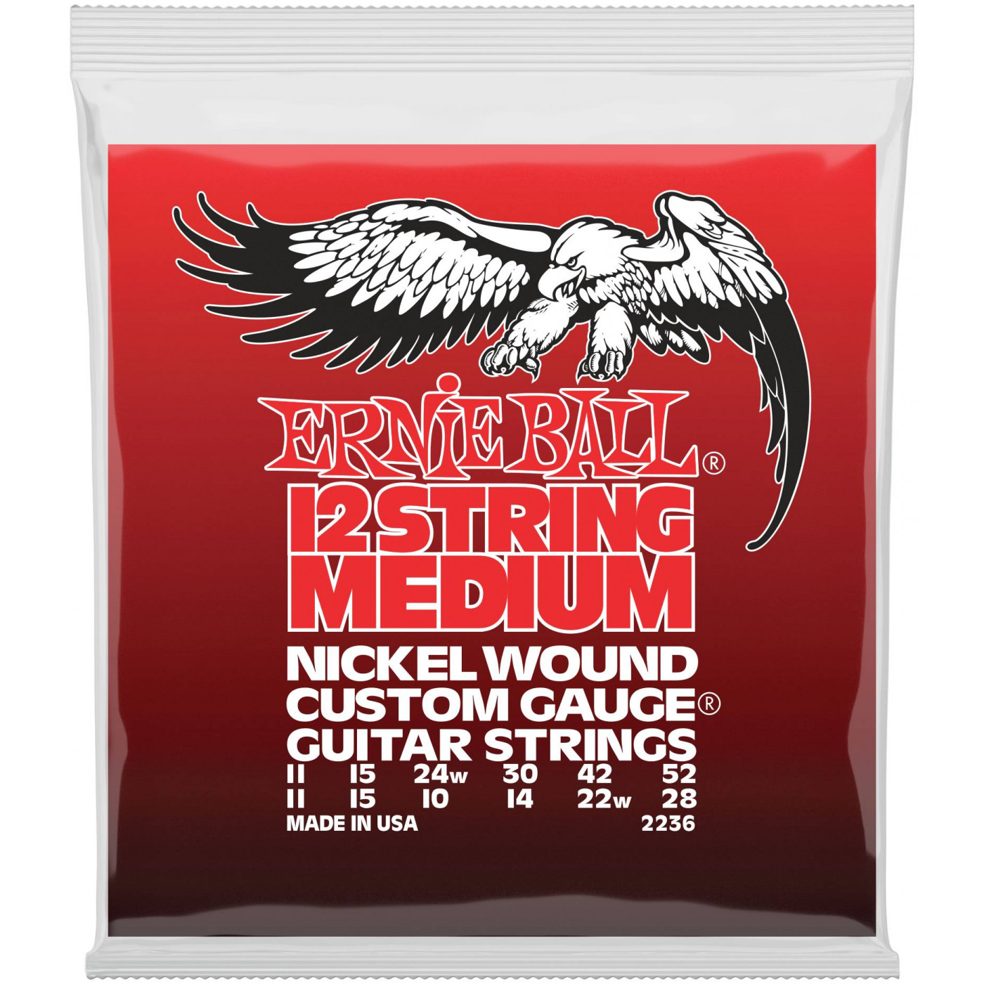 Струны для 12 струнной ERNIE BALL 2236 Nickel Wound Medium 11-52 электрогитары