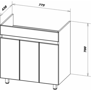 Тумба с раковиной Sanstar Квадро 80 белая, Santek Миранда