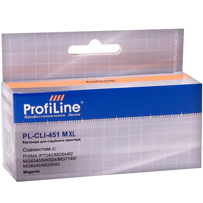 Картридж ProfiLine PL-CLI-451XLM для Canon PIXMA iP7240/ MG5440/ MG5540/ MG6340/ MG6440/ MG7140/ MX924, пурпурный