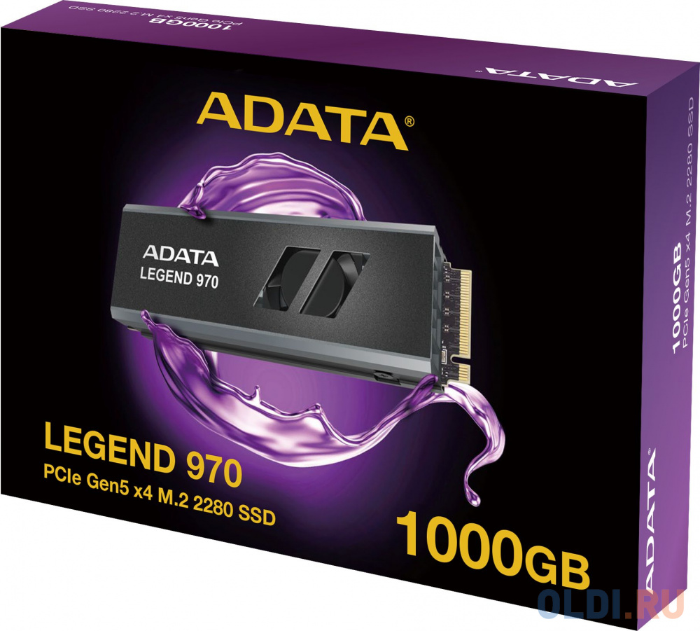 Твердотельный накопитель/ ADATA SSD LEGEND 970, 1000GB, M.2(22x80mm), NVMe 2.0, PCIe 5.0 x4, 3D NAND, R/W 9500/8500MB/s, IOPs 1 300 000/1 400 000, TBW