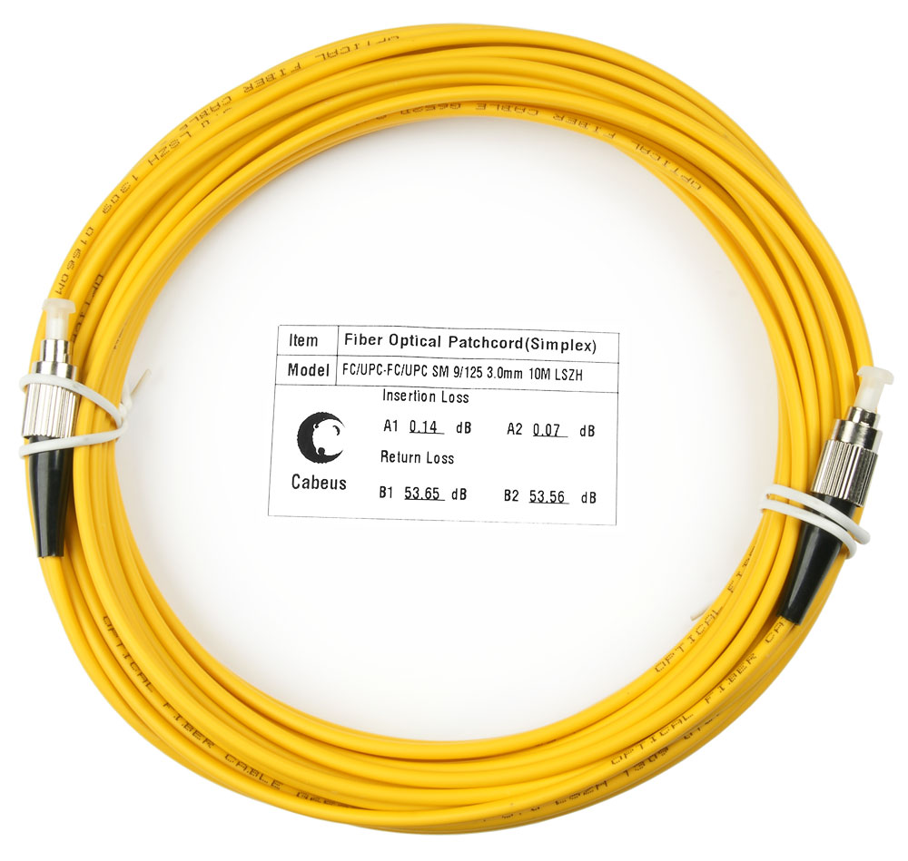 Патч-корд оптический Cabeus FOP(s)-9-FC-FC-15m, FC/UPC-FC/UPC, одномодовый, 9/125, OS2, одинарный, 15 м, LSZH, желтый (FOP(s)-9-FC-FC-15m)