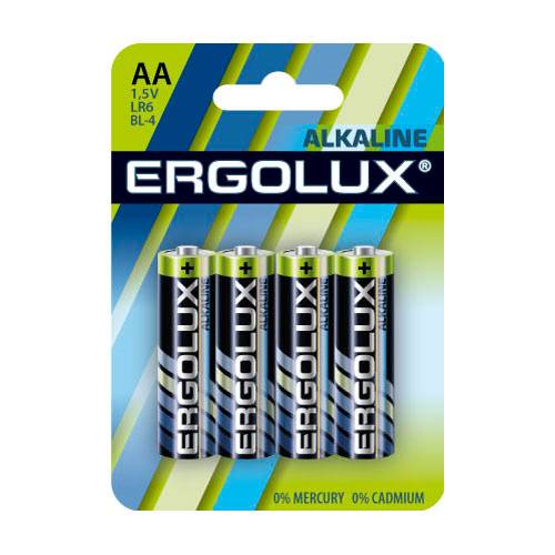 Батарейка AA Ergolux Alkaline LR6-BL4, в комплекте 4шт. (11748)