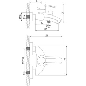 Смеситель на борт ванны Lemark Atlantiss (LM3202C, LM8556CR) в Москвe