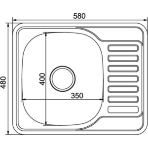 Кухонная мойка Mixline Врезная 58x48 с сифоном, нержавеющая сталь 0,8 мм (4620031448907)