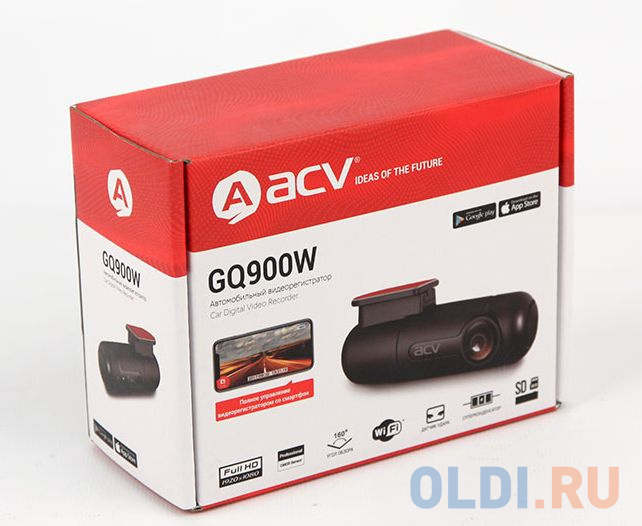 Видеорегистратор ACV GQ900W черный 2Mpix 1080x1920 1080p 160гр. GPS GM8135S