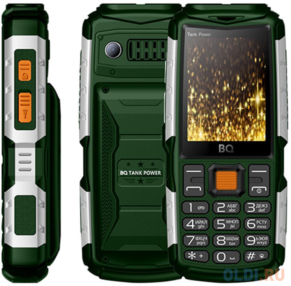 Мобильный телефон BQ 2430 Tank Power зеленый серебристый 2.4" 32 Мб