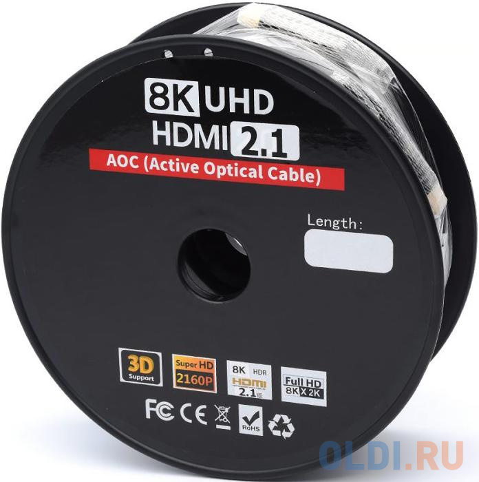 Кабель HDMI 40 м (HIGH speed, Metal gold,  Optical) 8K VER 2.1