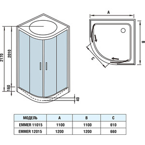 Душевой бокс WeltWasser WW500 Emmer 12015-2 с крышей 120х120х217 (10000004653)