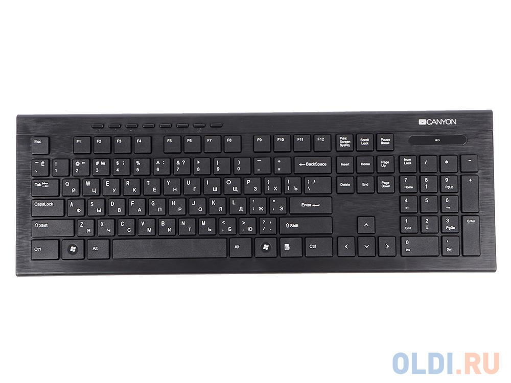 Клавиатура CANYON CNS-HSETW4-RU, Multimedia 2.4GHZ wireless combo-set, 104 keys, slim and brushed finish design, chocolate key caps, RU layout (black)