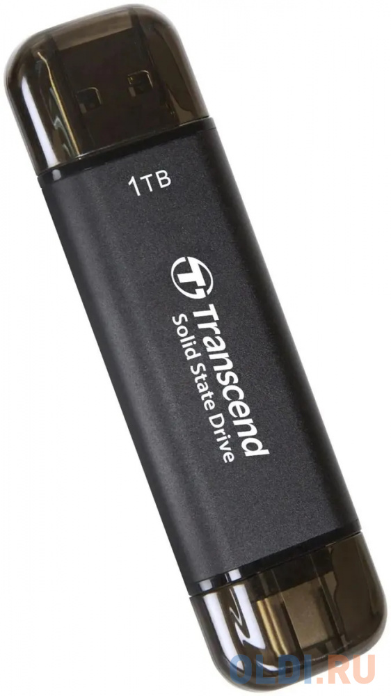 Флеш-накопитель/ Transcend External SSD ESD310C, 1024GB, Type C/A, USB 10Gbps (3.2 Gen2), R/W 1050/950MB/s, 71x20x8mm, 11g, Black (5 лет)