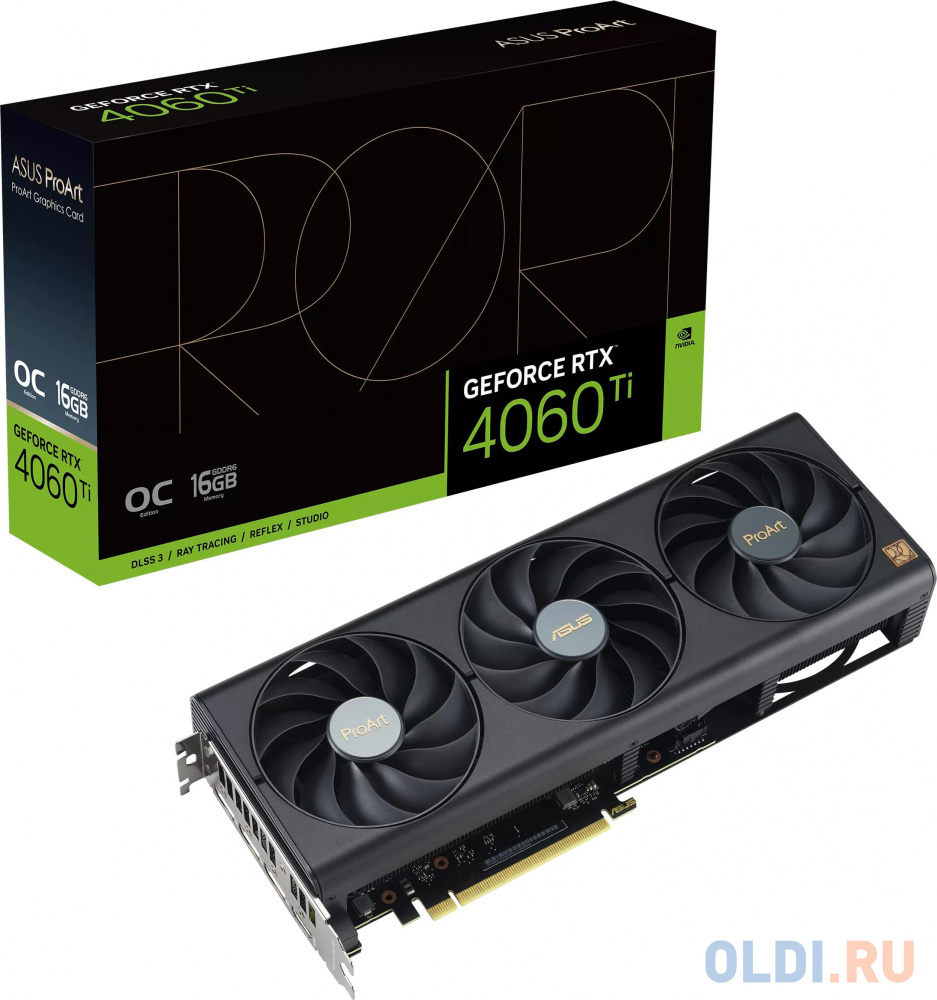 Видеокарта Asus PCI-E 4.0 PROART-RTX4060TI-O16G NVIDIA GeForce RTX 4060TI 16384Mb 128 GDDR6 2655/18000 HDMIx1 DPx3 HDCP Ret в Москвe