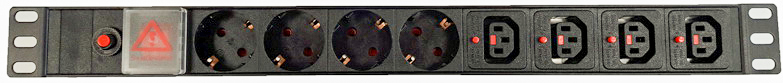 Блок розеток (PDU) TFD LX-PDU12, 1U, кол-во розеток:8 (4xЕвро/4xC13), 16А, черный (LX-PDU12)