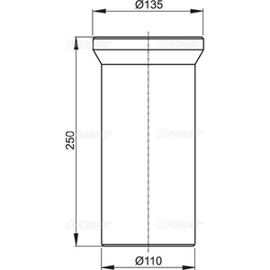 Отвод для унитаза AlcaPlast прямая 250 мм (A91-250)