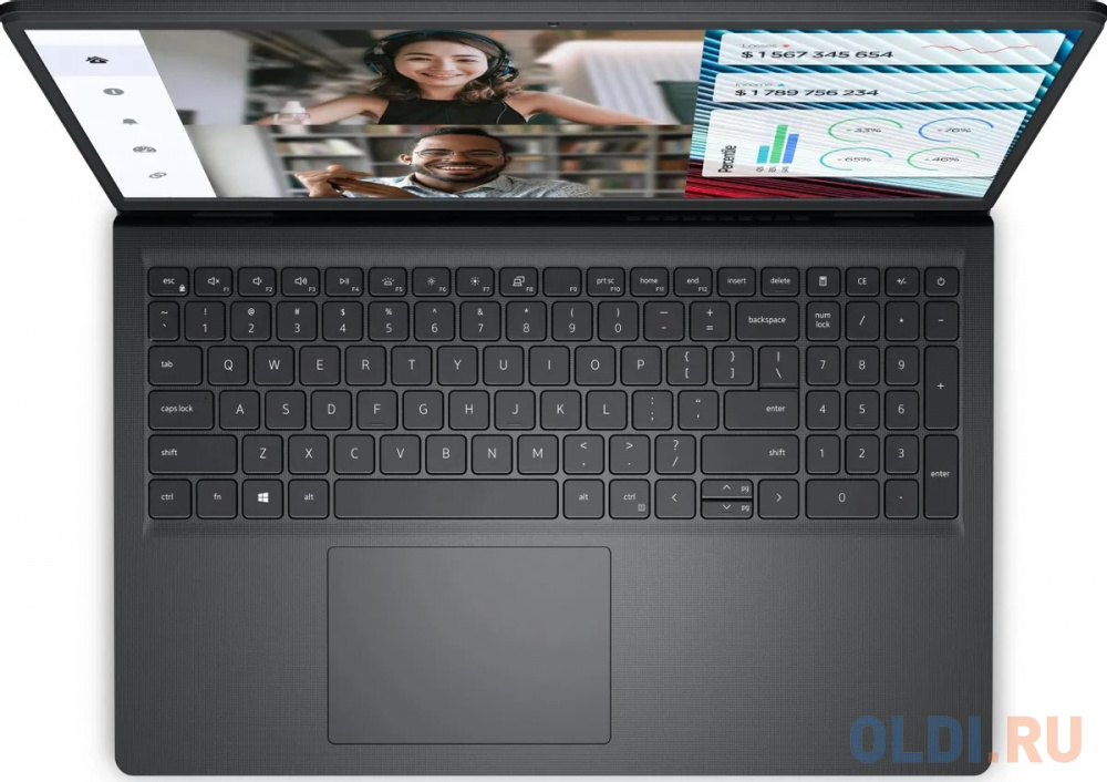 Ноутбук Dell Vostro 3520 Core i5 1235U 16Gb SSD512Gb Intel Iris Xe graphics 15.6" WVA FHD (1920x1080) Windows 11 Home black WiFi BT Cam (3520-W50