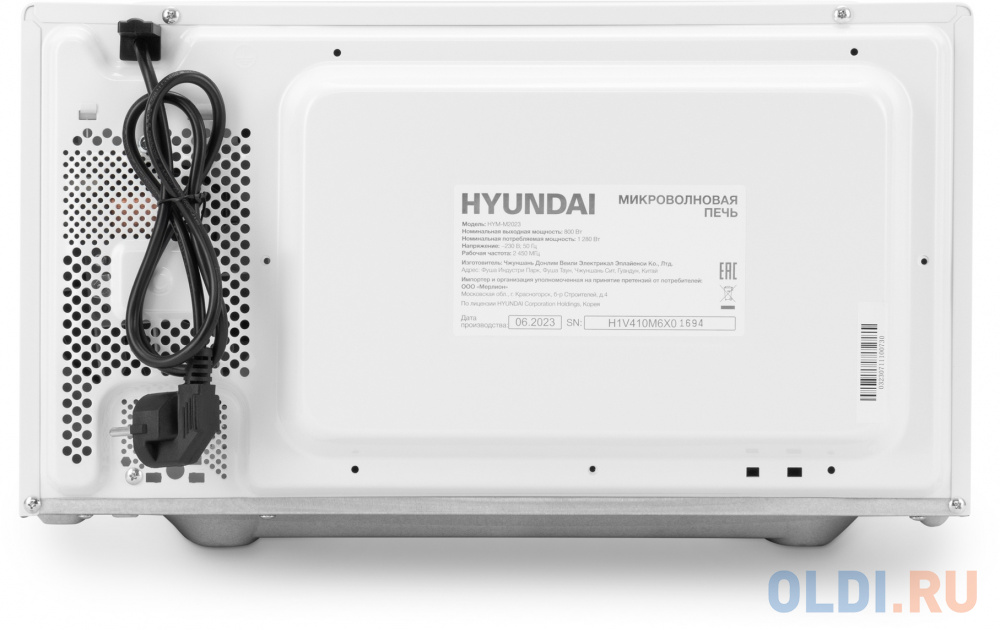 Микроволновая Печь Hyundai HYM-M2023 23л. 800Вт белый/хром