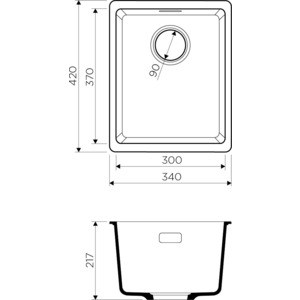 Кухонная мойка и смеситель Omoikiri Kata 34-U BL черная (4993382, 4994106)