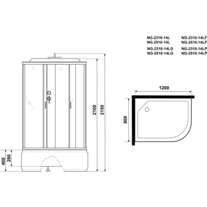 Душевая кабина Niagara NG-2510-14LG 120х80х215 левая