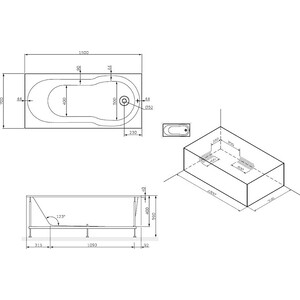 Акриловая ванна Am.Pm X-Joy 150x70 с каркасом и шторкой (W88A-150-070W-A, W88A-150-070W-R, W80S-100PS-150MT) в Москвe