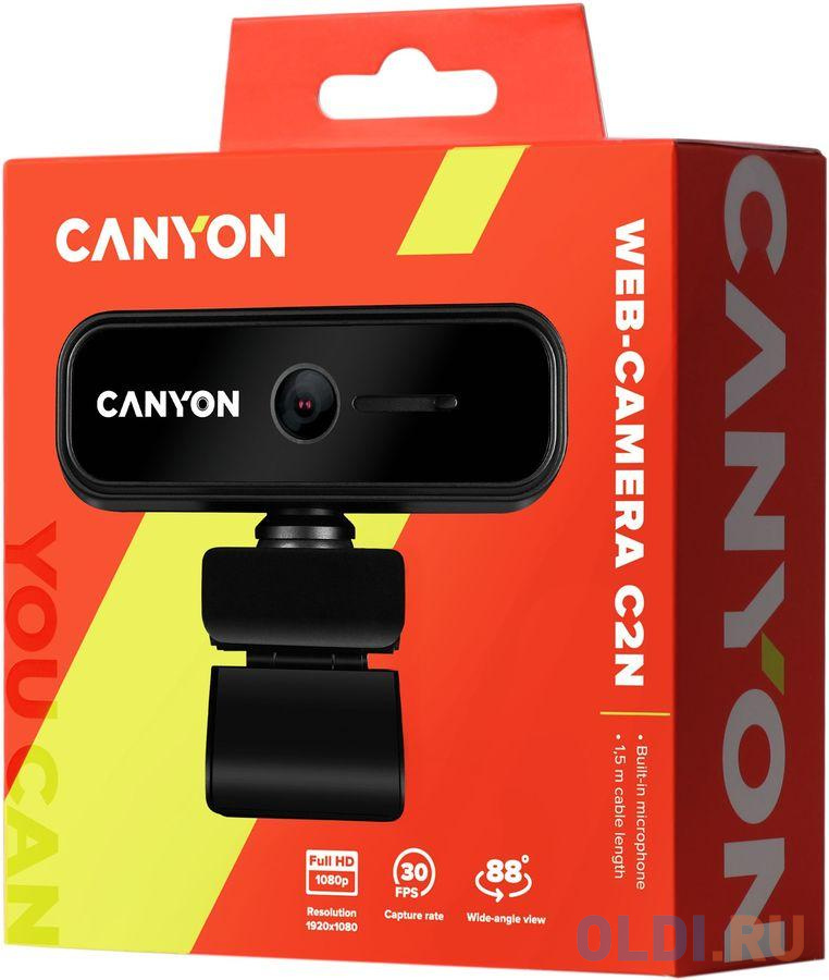 CANYON C2N 1080P full HD 2.0Mega fixed focus webcam with USB2.0 connector, 360 degree rotary view scope, built in MIC, Resolution 1920*1080, viewing a