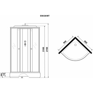 Душевая кабина Niagara Eco E90/26/MT 90х90х215