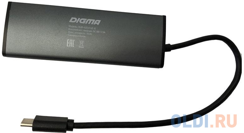 Разветвитель USB Type-C Digma HUB-4U3.0-UC-G 4 х USB 3.0 серый в Москвe