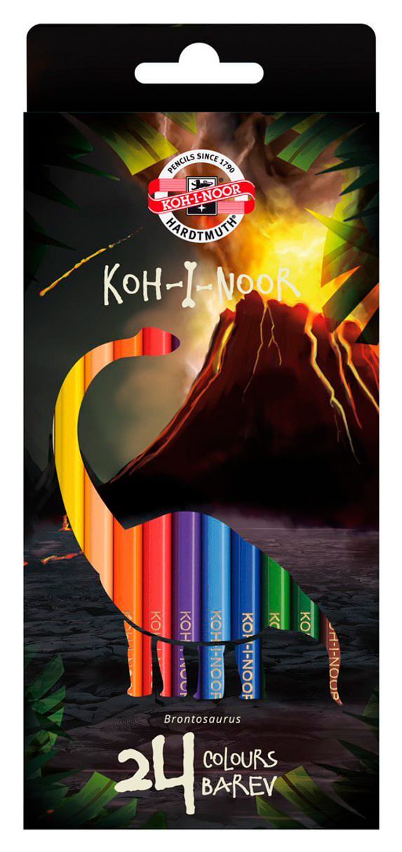 Набор цветных карандашей KOH-I-NOOR Dino, шестигранные, 24 шт., заточенные (3594024007KSRU)