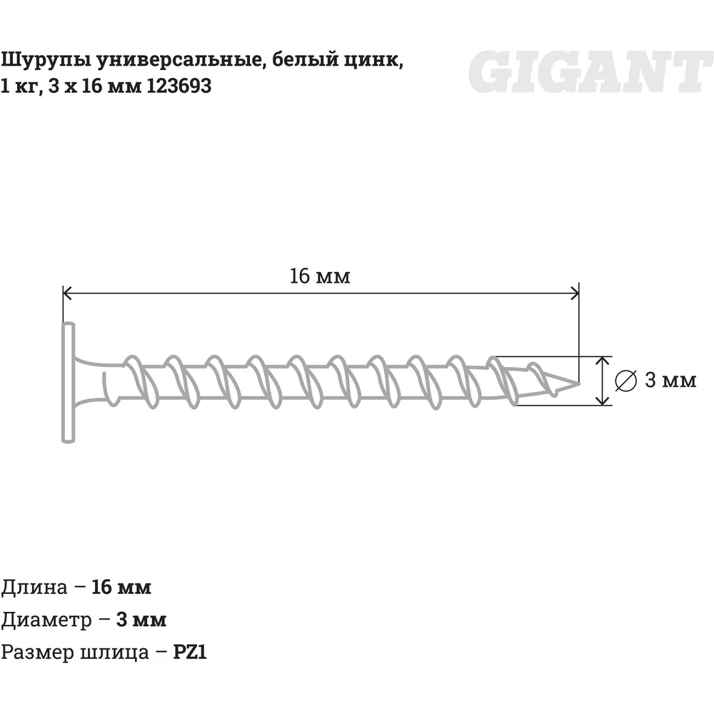 Универсальные шурупы Gigant