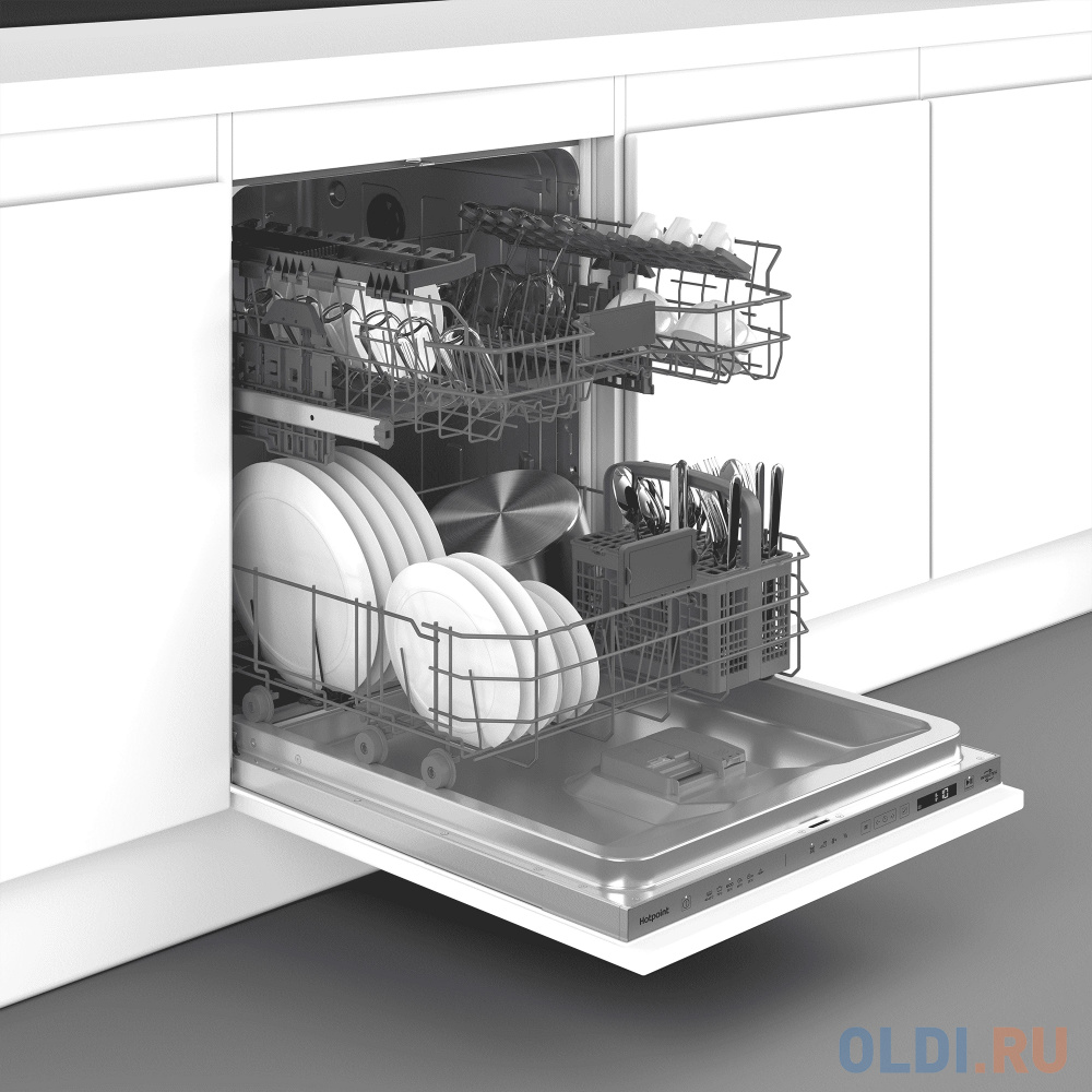 Встраиваемая посудомоечная машина HOTPOINT HI 4D66 DW,  полноразмерная, ширина 59.8см, полновстраиваемая, загрузка 14 комплектов в Москвe