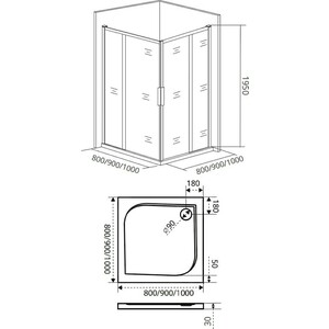 Душевой уголок Good Door Idea CR 90x90 с поддоном, прозрачный, черный (CR-90-C-B) в Москвe