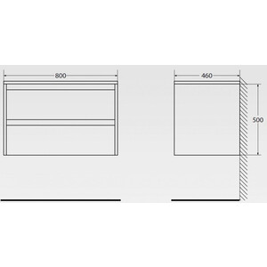 Тумба с раковиной BelBagno Kraft 80 два ящика, Cemento Grigio (KRAFT-800-2C-SO-CG, BB800ETL)