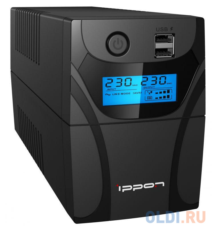 ИБП Ippon Back Power Pro II 650 650VA/360W LCD,RJ-45,USB (2 EURO)