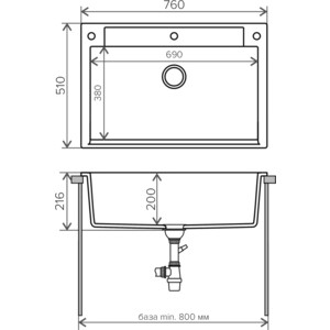 Кухонная мойка Polygran Argo 760 №36 белый хлопок (473387) в Москвe