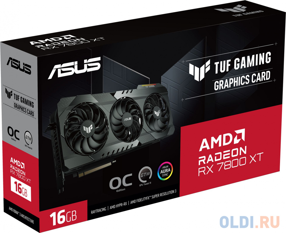 Видеокарта Asus PCI-E 4.0 TUF-RX7800XT-O16G-OG-GAMING AMD Radeon RX 7800XT 16Gb 256bit GDDR6 2226/18000 HDMIx1 DPx3 HDCP Ret