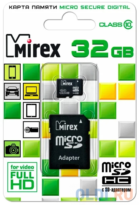 Флешка 32Gb Mirex 13613-AD10SD32 microSDHC черный в Москвe