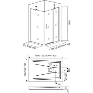 Душевой уголок Good Door Fantasy WTW+SP 120x80 с поддоном, прозрачный, хром