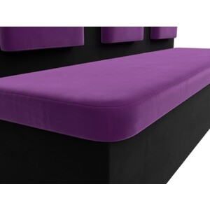 Кухонный прямой диван АртМебель Маккон 3-х местный микровельвет фиолетовый/черный